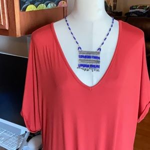 Blue Beaded and Silver Tone Necklace, NWT